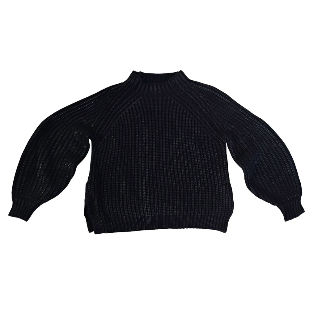 K. Jordan L Black Ribbed‎ Balloon Sleeve Sweater | Elegant Top